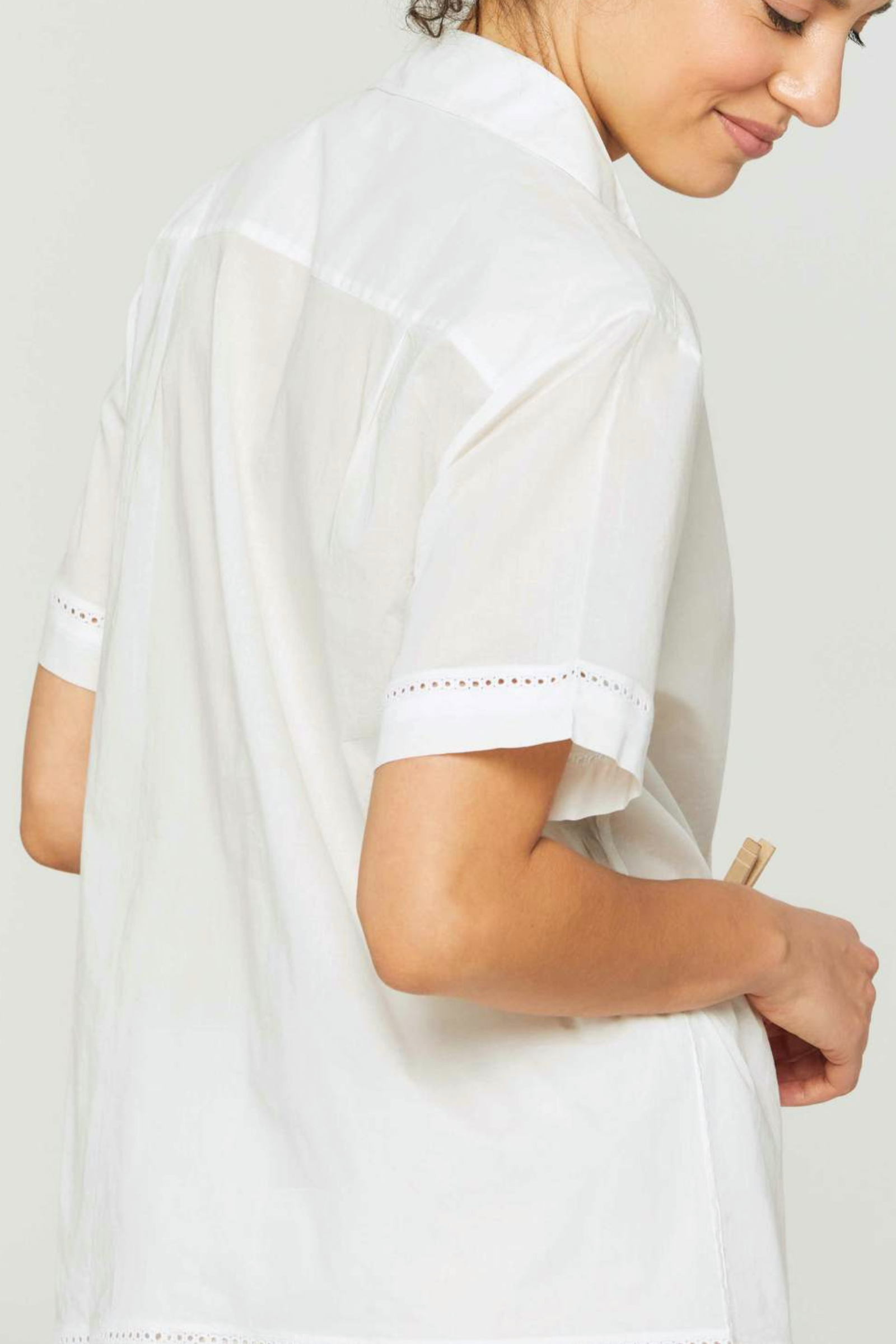 Short Sleeve Cropped Pant PJ Set - White