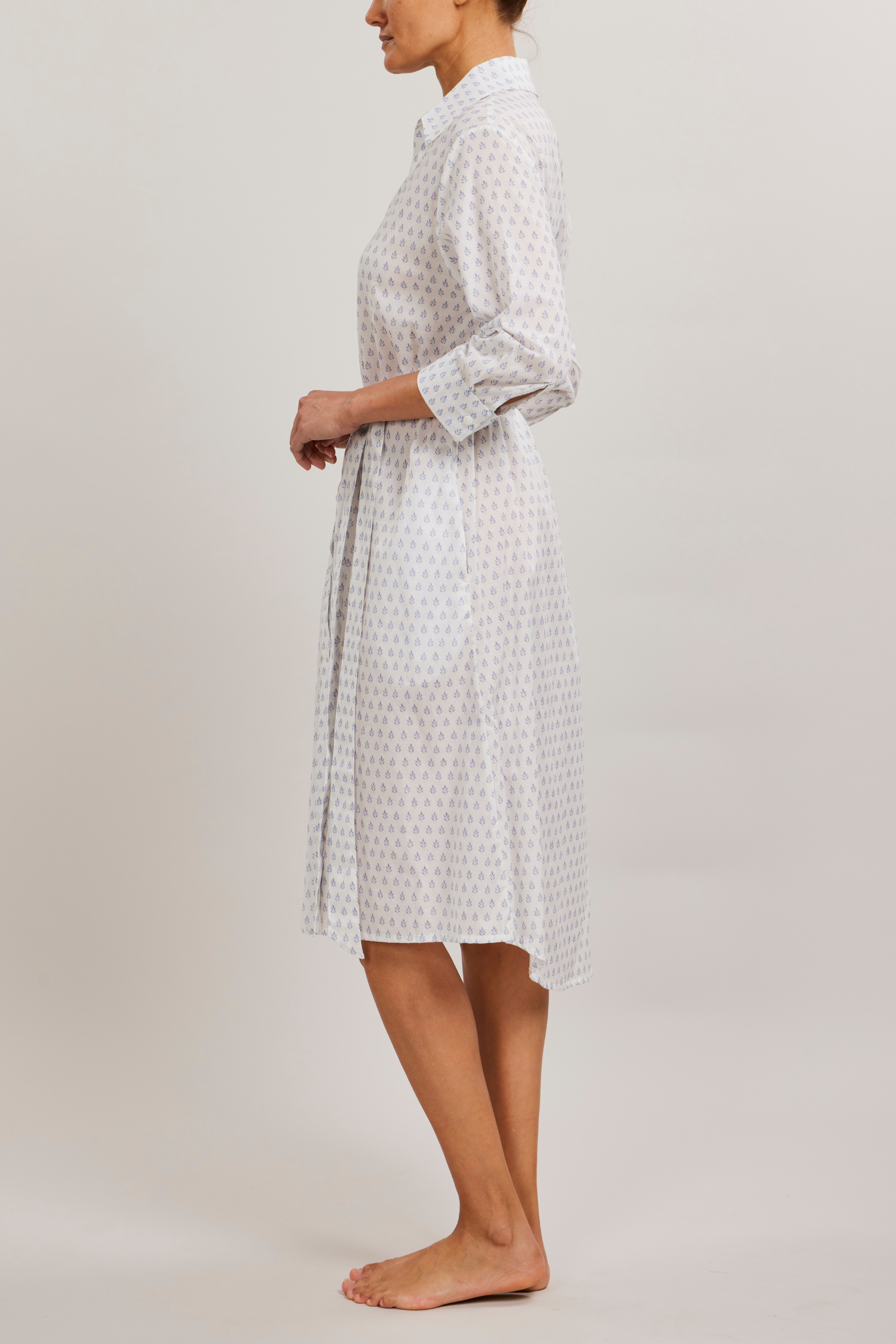 Button Front Dress - Leaves