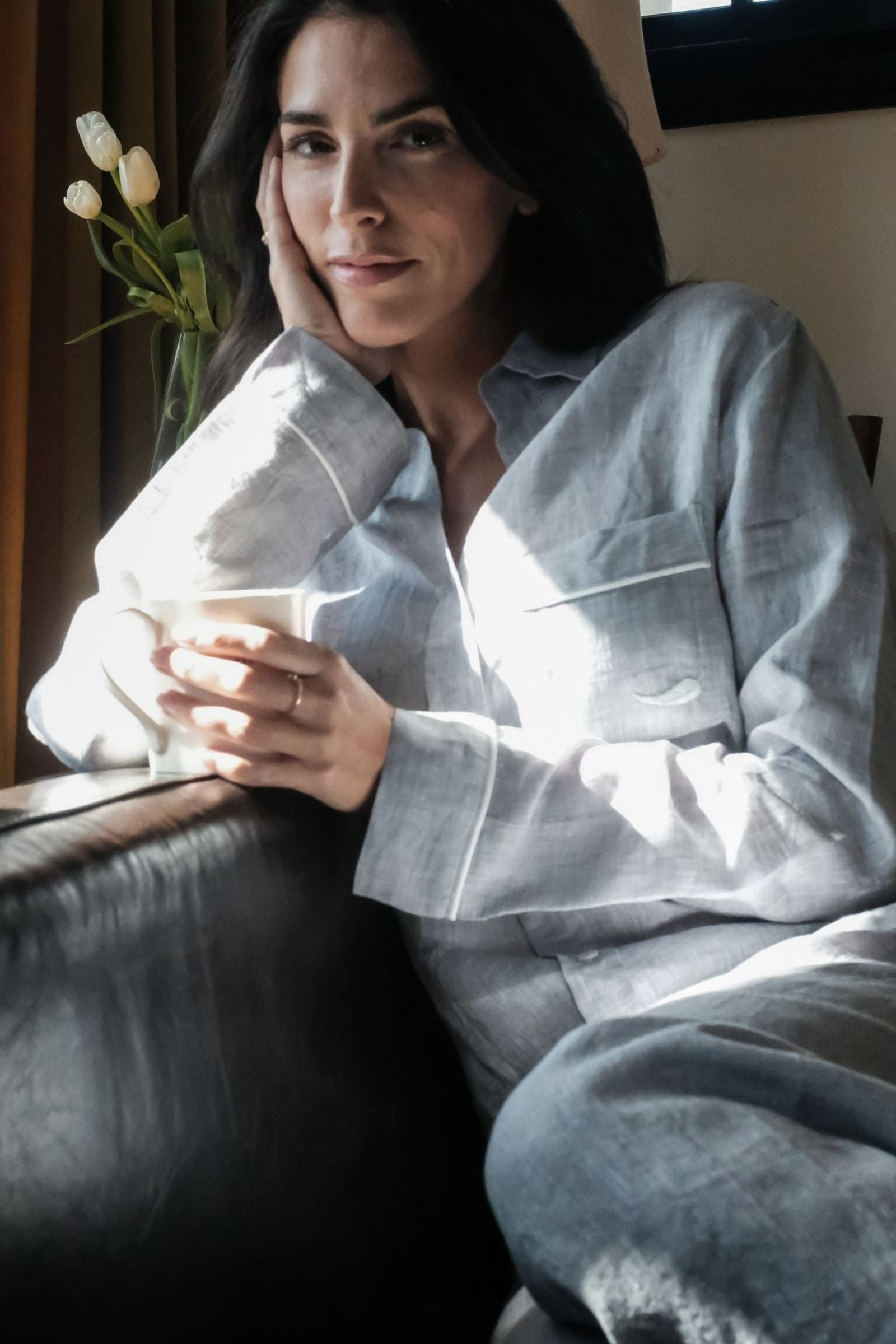 Linen Pajama Set - Heather Grey