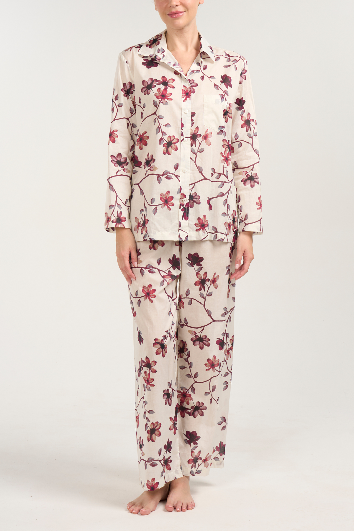 Long Sleeve Pajama Set - Velvet Floral