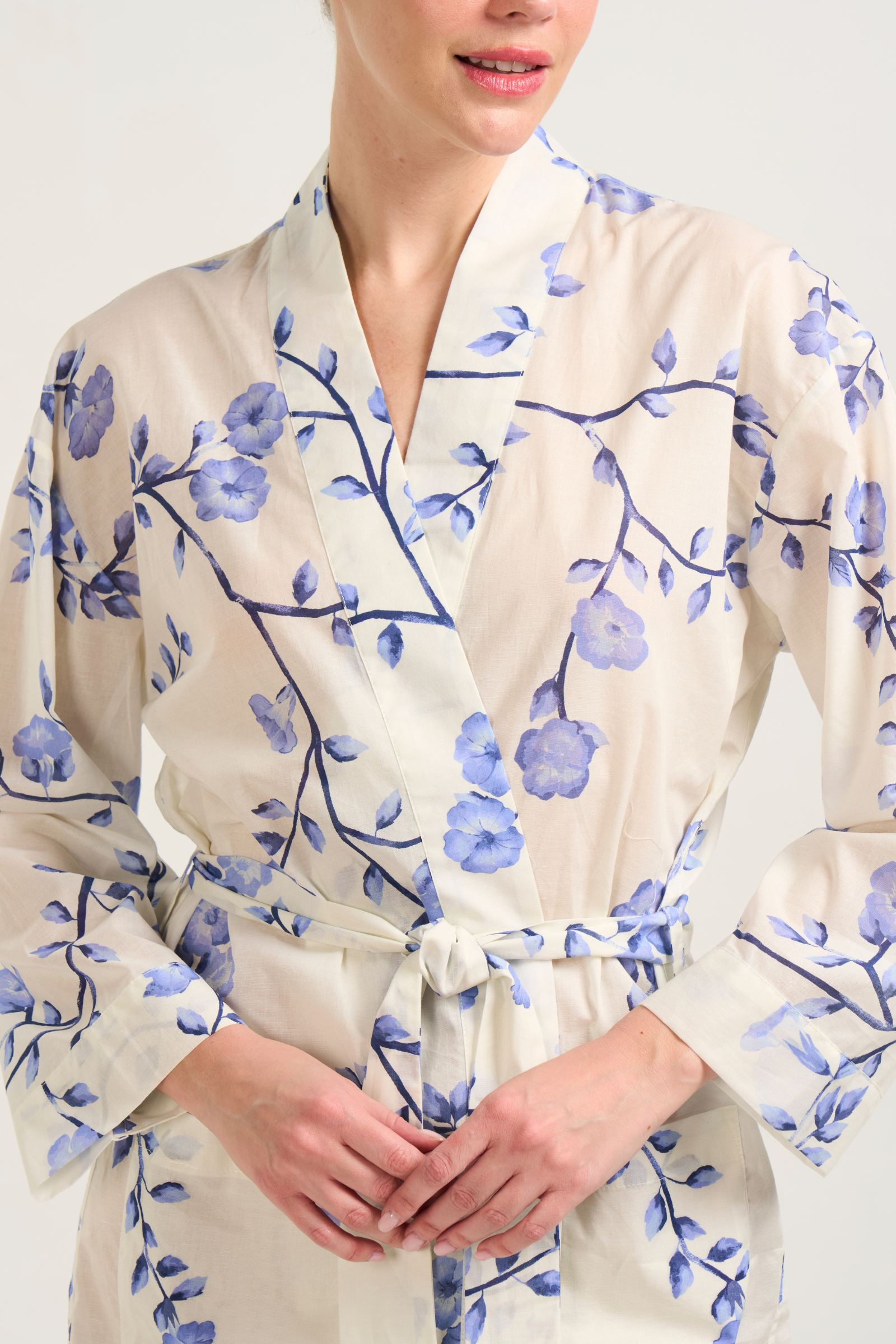 Short Cotton Robe - Riviera Bloom