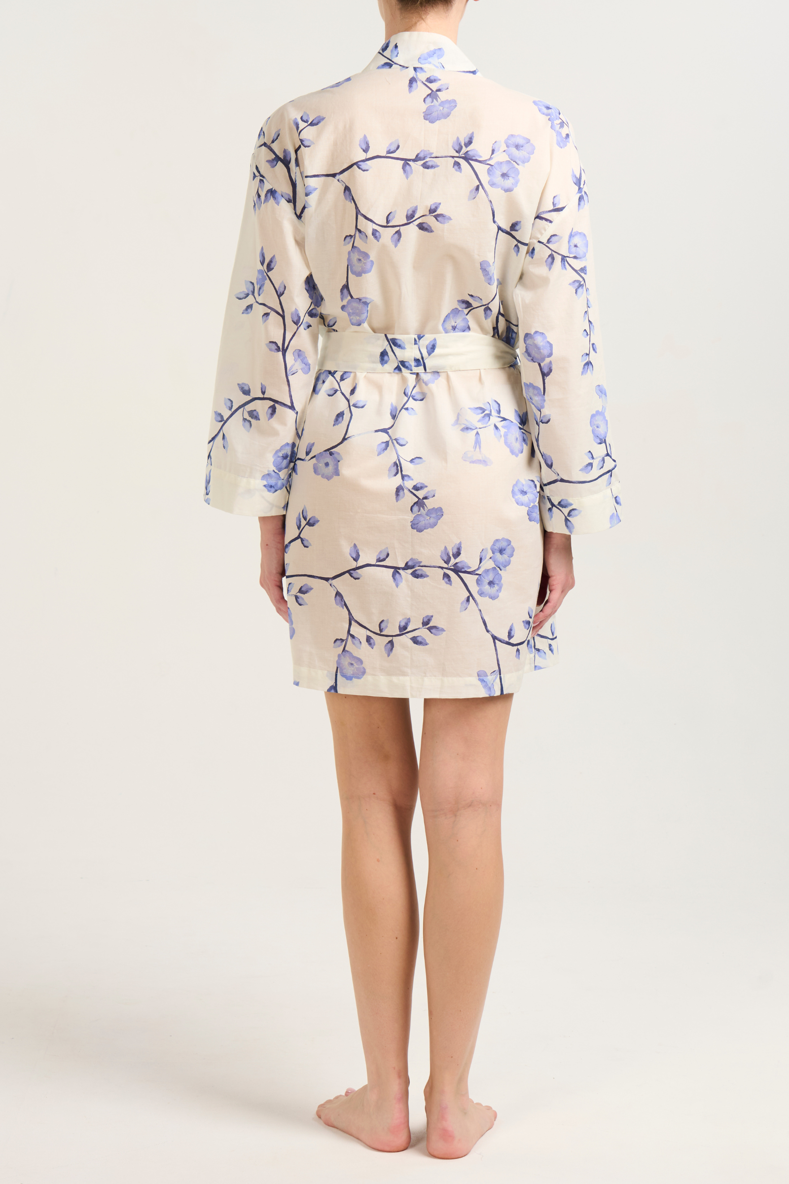 Short Cotton Robe - Riviera Bloom