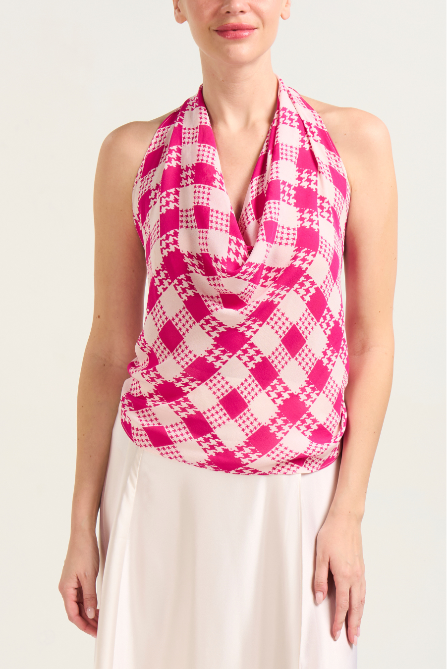 Vintage Silk Halter Top - Pink