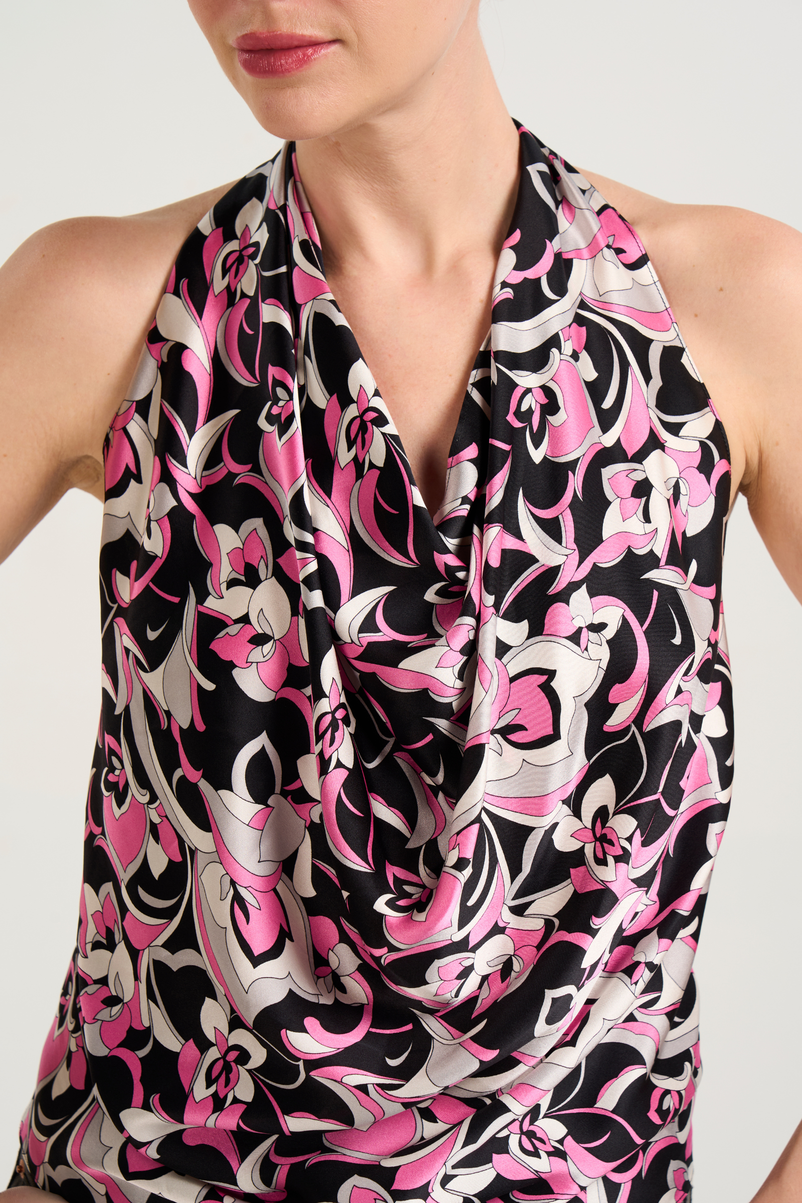 Vintage Silk Halter Top - Pink Noir