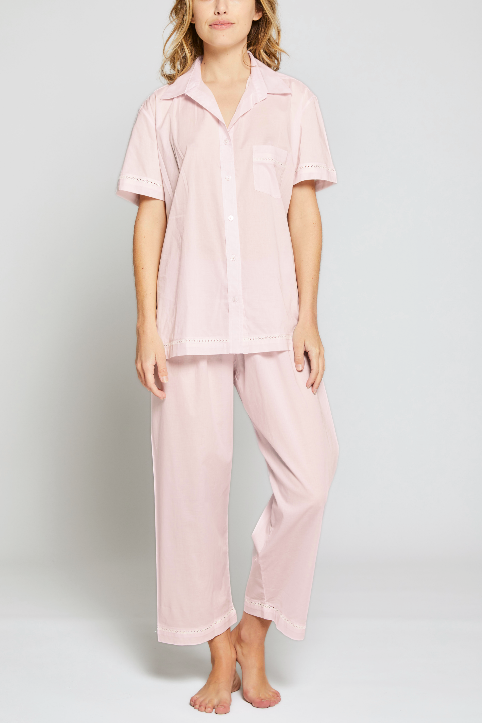 Short Sleeve Crop Pant PJ Set - Pink