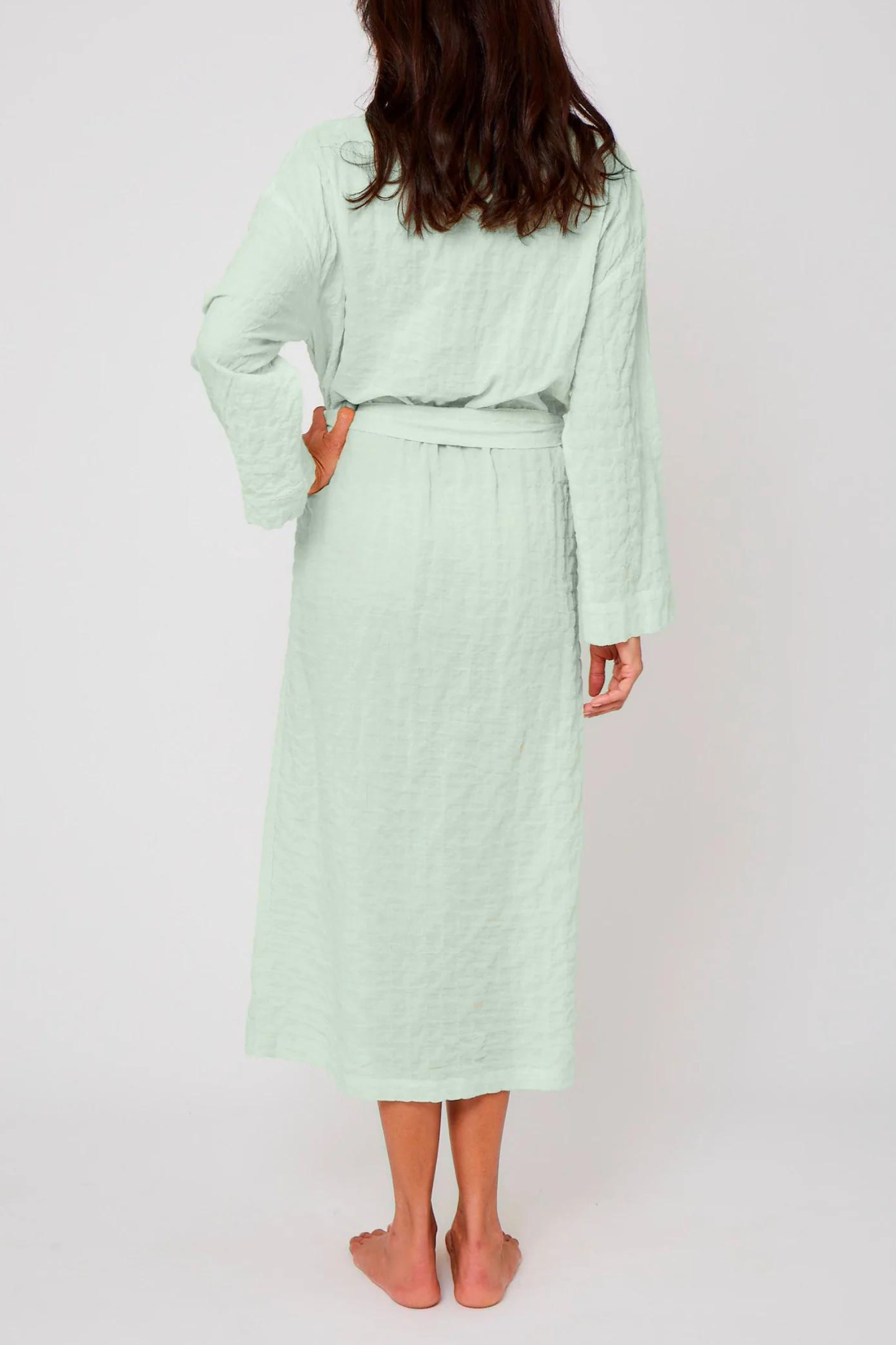 Organic Japanese Cotton Long Robe - Celadon