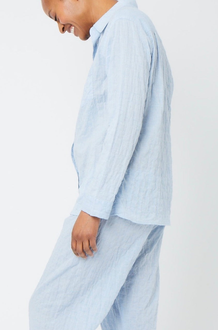 Organic Japanese Cotton Pajama Set - Light Blue